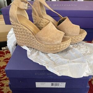 Stuart Weitzman Tan Wedge Sandals